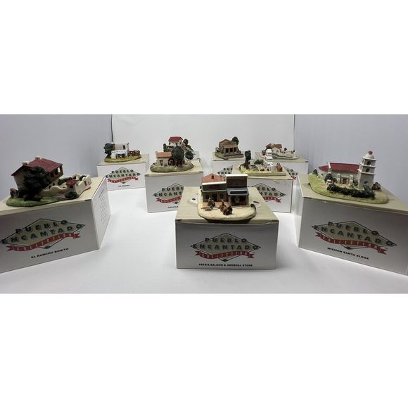 Pueblo Encantado Collection Full Set of 9 Miniature Figurines, Only Made In 1994 - Picture 1 of 16